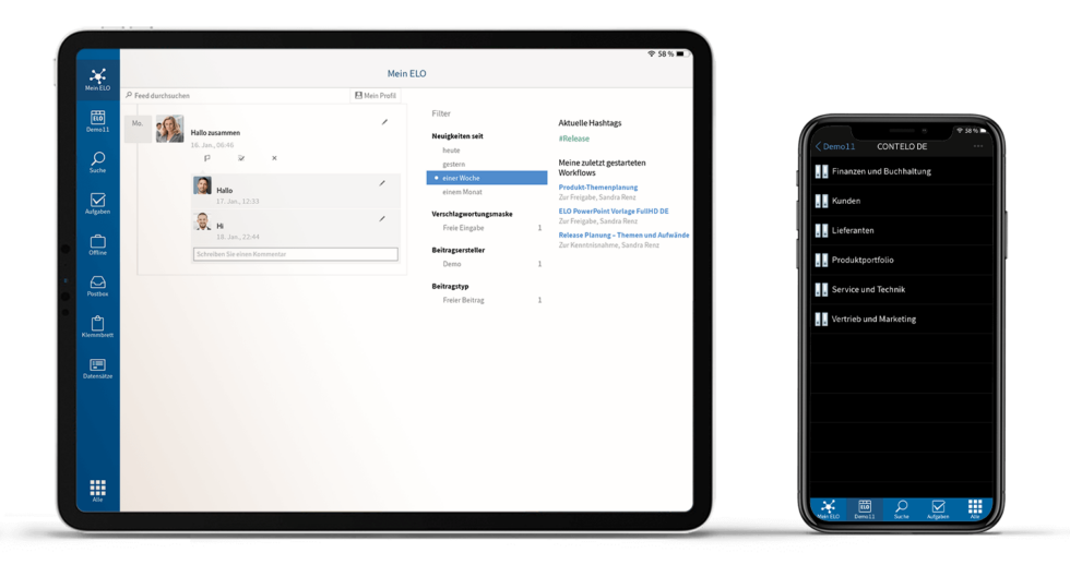 Die ELO ECM Suite auf Smartphone und Tablet